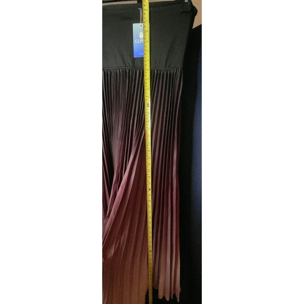 CUPSHE RED OMBRE Pleated Maxi Sz S Dress Black Strapless Top NWT - Picture 10 of 14